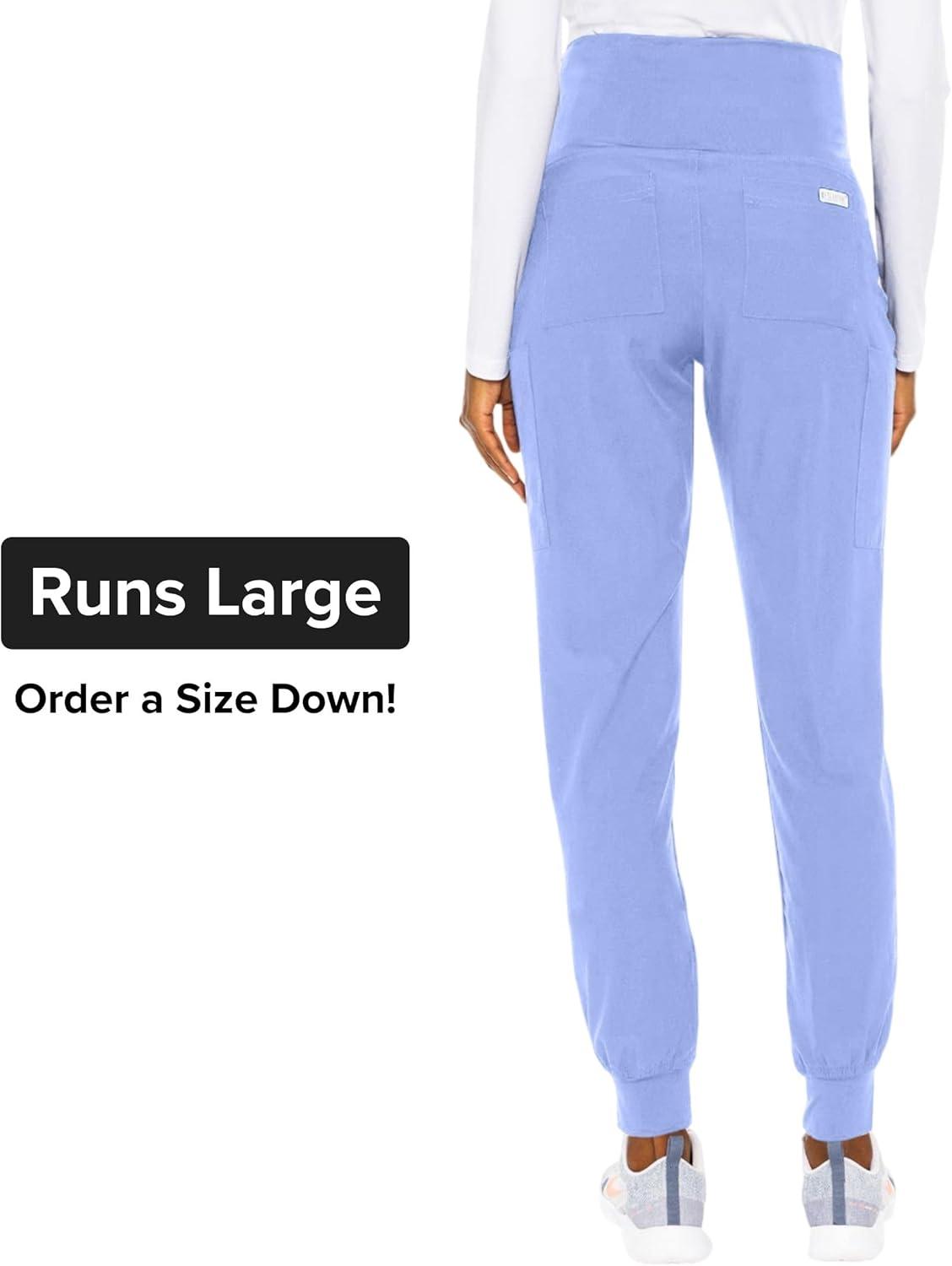 imageMed Couture Maternity Jogger Scrub Pants for Women High Rise Waist 4 Pockets with Soft Knit Waistband MC029Ciel