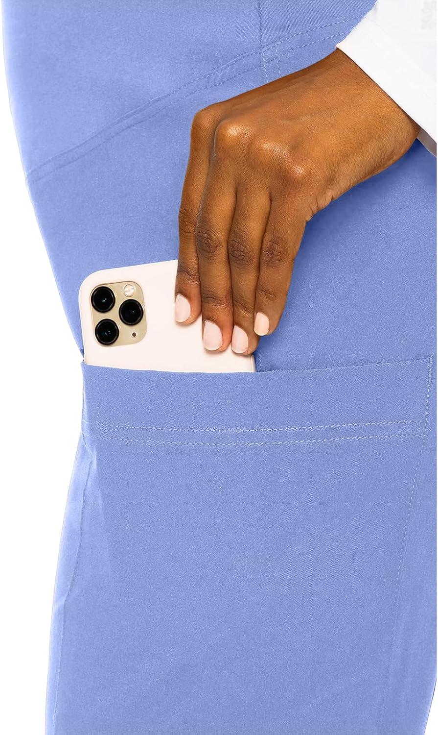 imageMed Couture Maternity Jogger Scrub Pants for Women High Rise Waist 4 Pockets with Soft Knit Waistband MC029Ciel