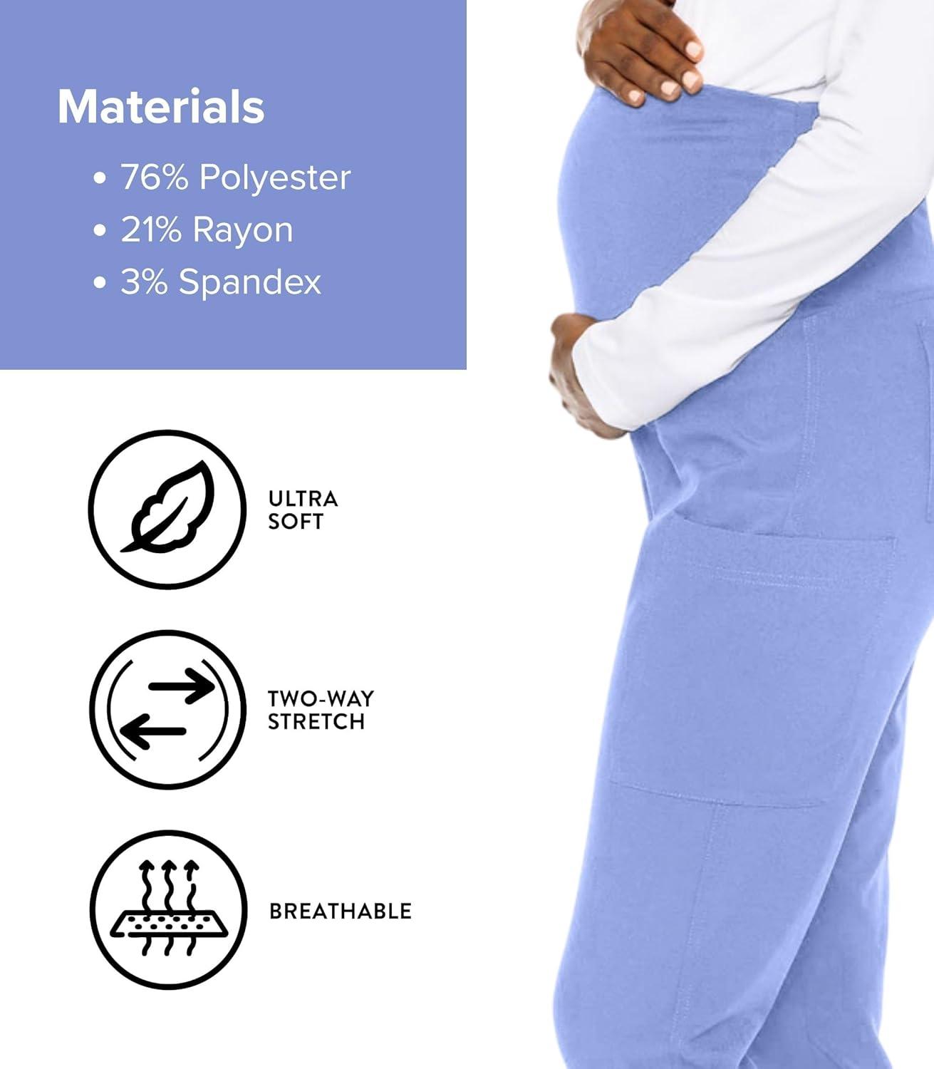 imageMed Couture Maternity Jogger Scrub Pants for Women High Rise Waist 4 Pockets with Soft Knit Waistband MC029Ciel