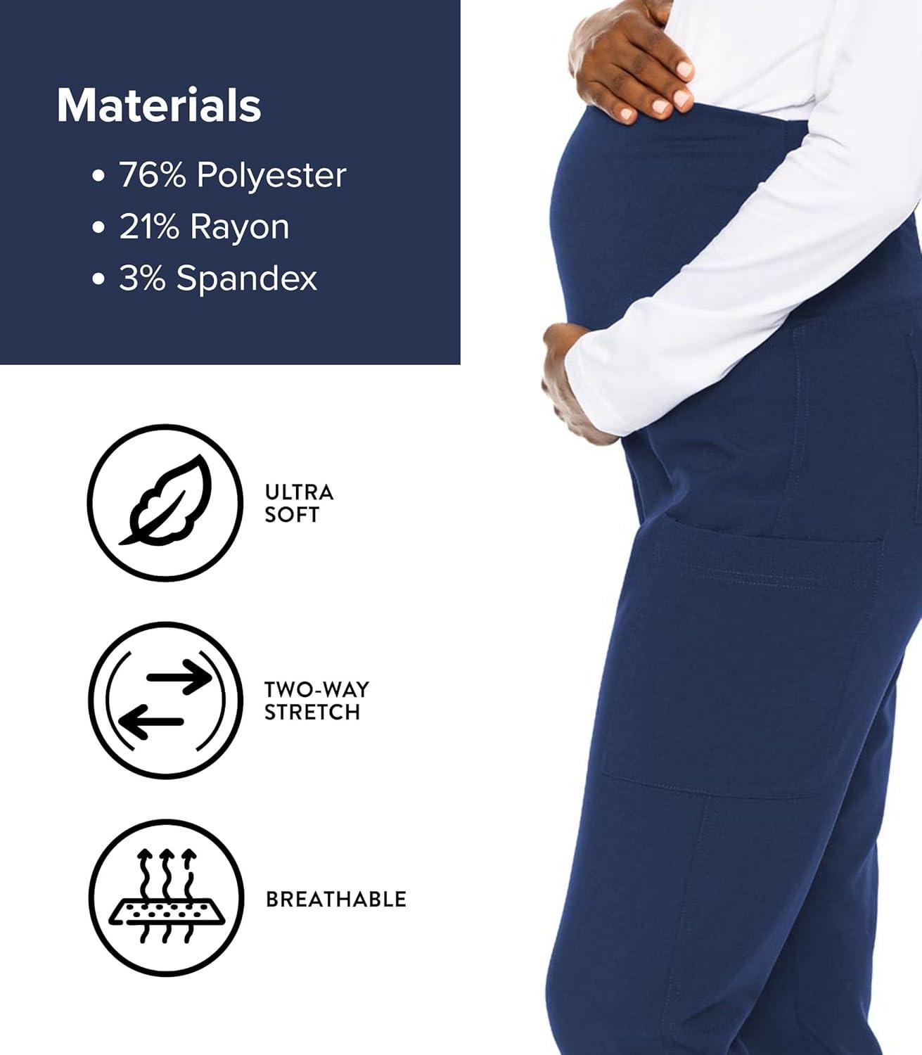 imageMed Couture Maternity Jogger Scrub Pants for Women High Rise Waist 4 Pockets with Soft Knit Waistband MC029Navy