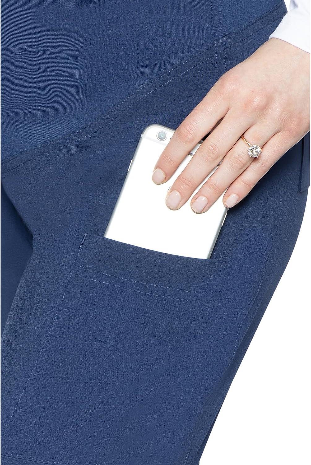 imageMed Couture Maternity Jogger Scrub Pants for Women High Rise Waist 4 Pockets with Soft Knit Waistband MC029Navy