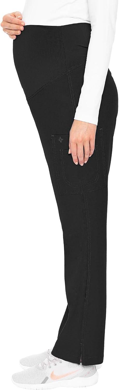 imageMed Couture Maternity Jogger Scrub Pants for Women High Rise Waist 4 Pockets with Soft Knit Waistband MC029Pewter Black 2 Pack