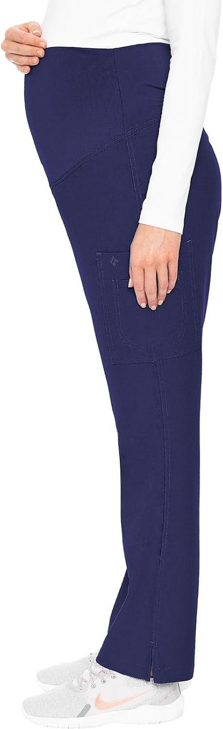 imageMed Couture Maternity Jogger Scrub Pants for Women High Rise Waist 4 Pockets with Soft Knit Waistband MC029Royal Black 2 Pack