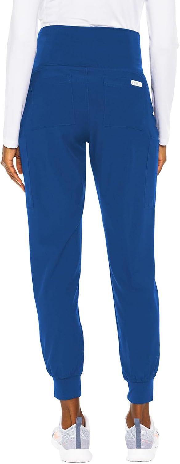 imageMed Couture Maternity Jogger Scrub Pants for Women High Rise Waist 4 Pockets with Soft Knit Waistband MC029Royal Pewter 2 Pack