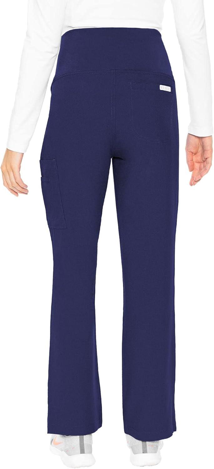 imageMed Couture Maternity Scrub Pants for Women Soft Stretch Pregnancy Scrubs with 3 Pockets Boot Cut Knit Waistband MC8727Navy