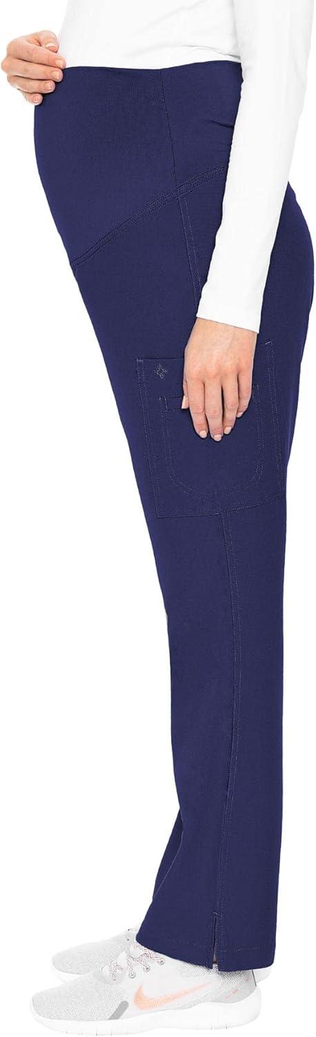 imageMed Couture Maternity Scrub Pants for Women Soft Stretch Pregnancy Scrubs with 3 Pockets Boot Cut Knit Waistband MC8727Navy