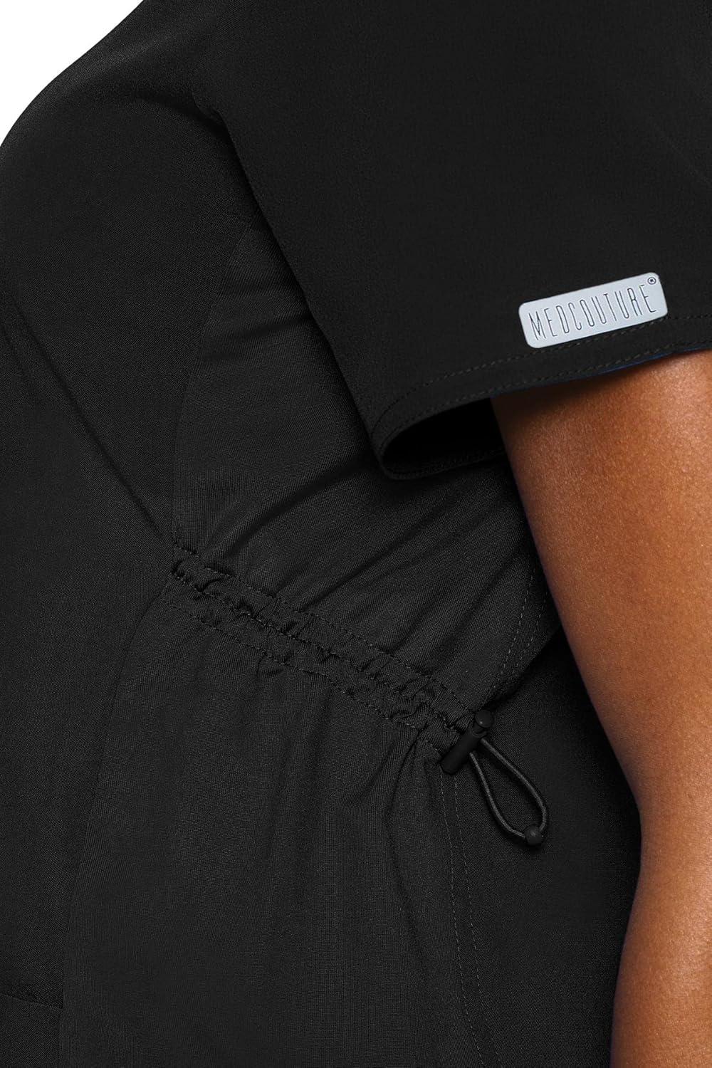 imageMed Couture Maternity VNeck Scrub Top Soft 360 Stretch Pregnancy Scrubs with Adjustable Waist amp Pockets MC8459Black