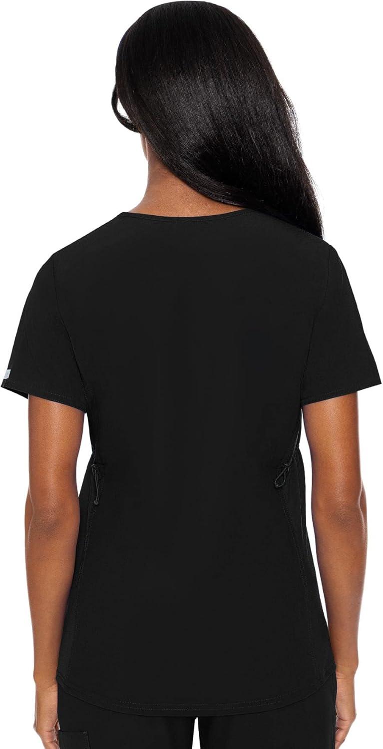 imageMed Couture Maternity VNeck Scrub Top Soft 360 Stretch Pregnancy Scrubs with Adjustable Waist amp Pockets MC8459Black