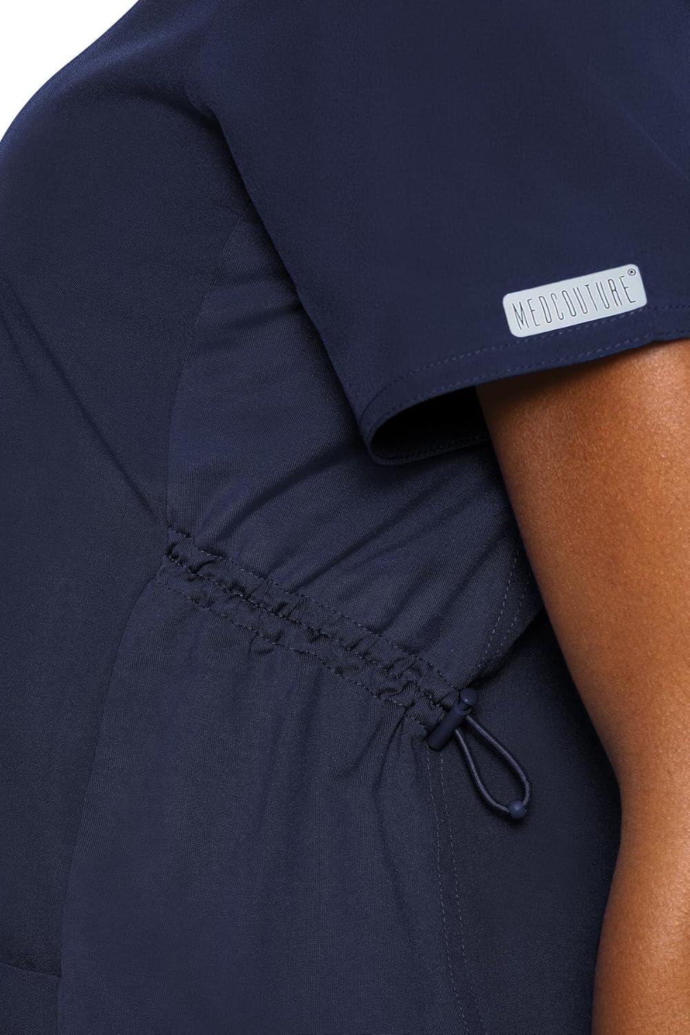 imageMed Couture Maternity VNeck Scrub Top Soft 360 Stretch Pregnancy Scrubs with Adjustable Waist amp Pockets MC8459Navy