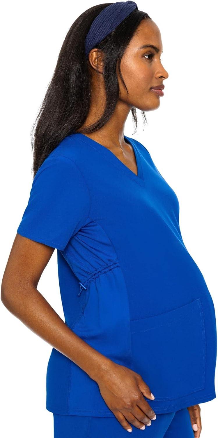 imageMed Couture Maternity VNeck Scrub Top Soft 360 Stretch Pregnancy Scrubs with Adjustable Waist amp Pockets MC8459Royal