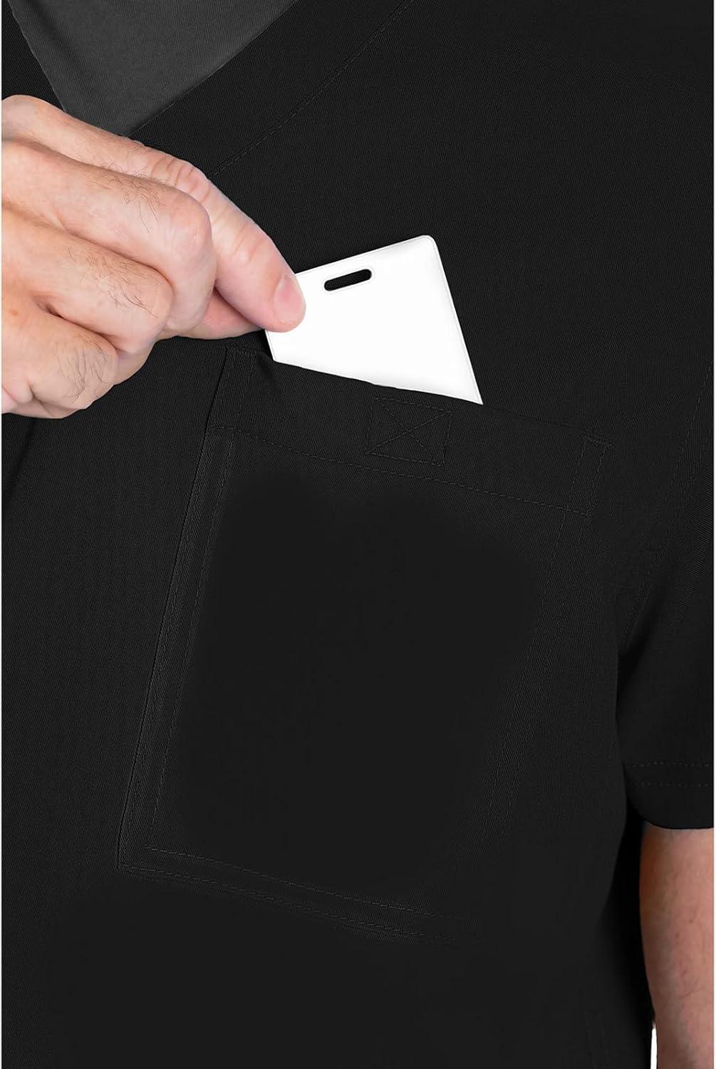 imageMed Couture Mens Scrub Top Cadence 2Way Stretch Technology with Ultra Soft Fabric amp One Chest Pocket MC7478Black