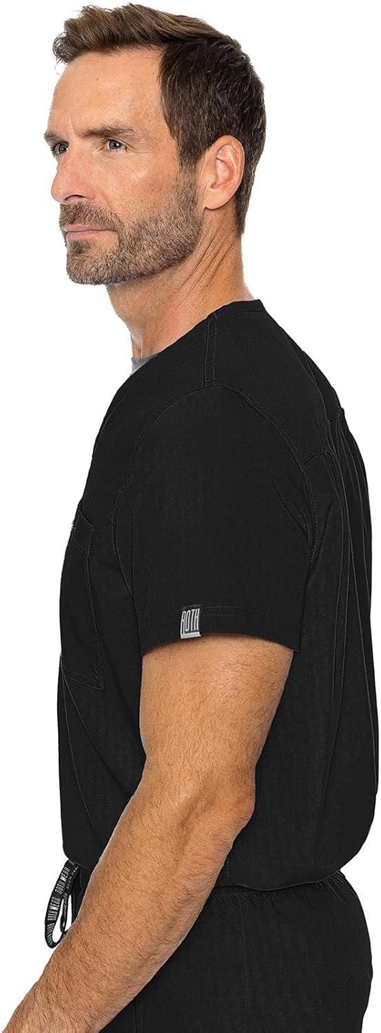 imageMed Couture Mens Scrub Top Cadence 2Way Stretch Technology with Ultra Soft Fabric amp One Chest Pocket MC7478Black