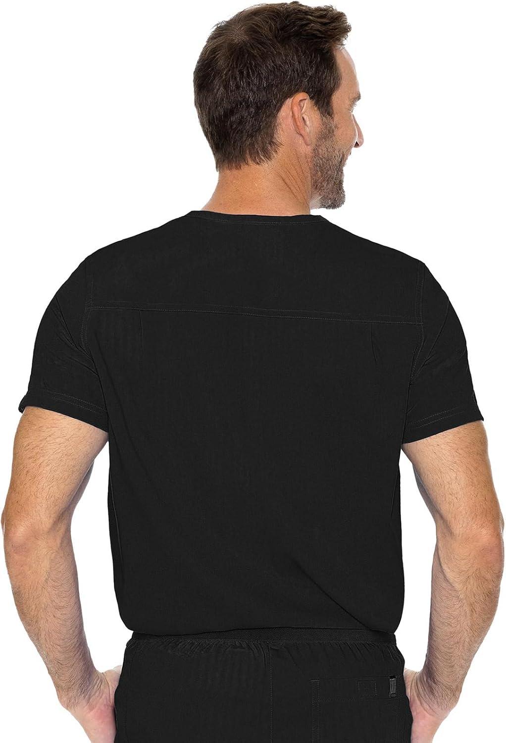 imageMed Couture Mens Scrub Top Cadence 2Way Stretch Technology with Ultra Soft Fabric amp One Chest Pocket MC7478Black
