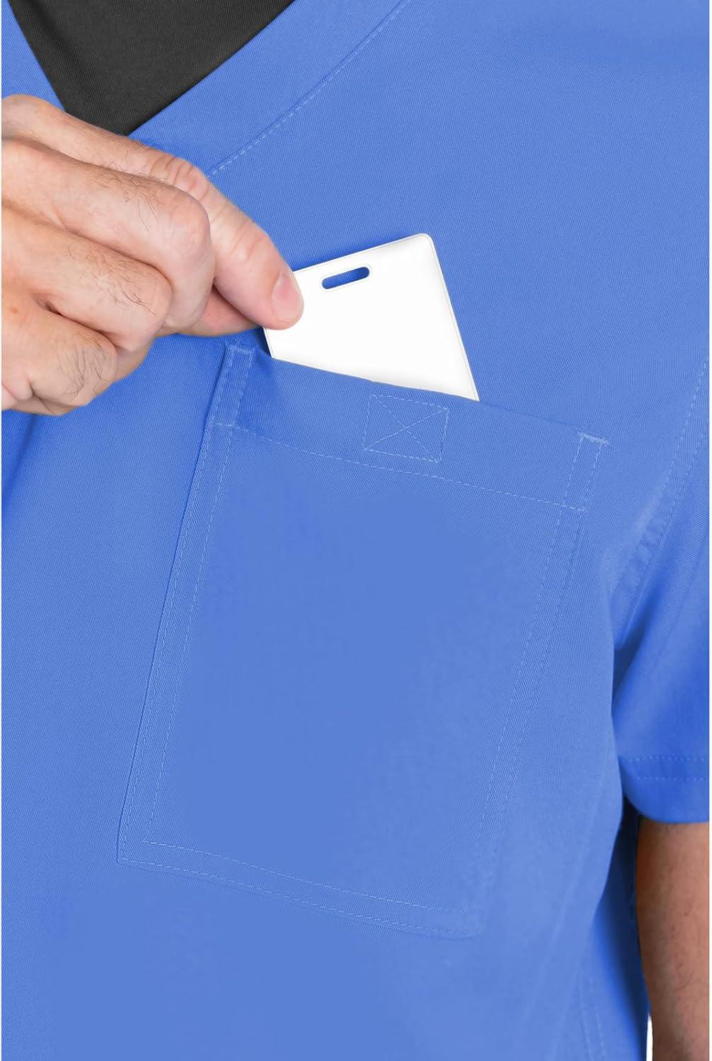 imageMed Couture Mens Scrub Top Cadence 2Way Stretch Technology with Ultra Soft Fabric amp One Chest Pocket MC7478Ciel