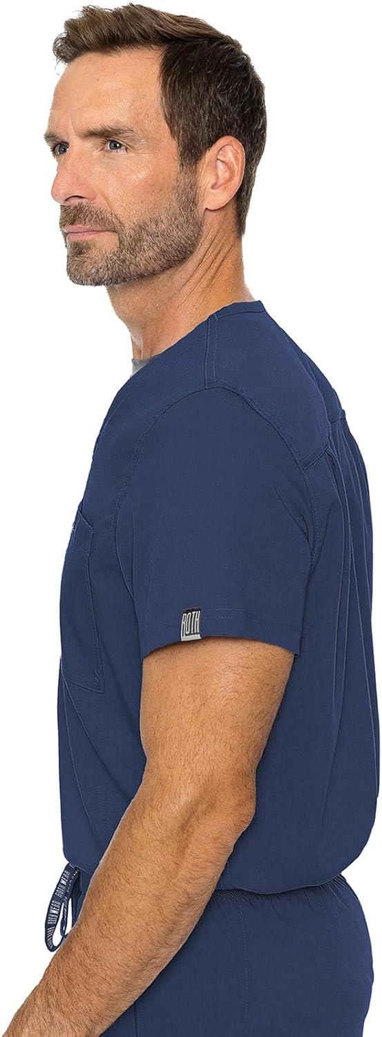 imageMed Couture Mens Scrub Top Cadence 2Way Stretch Technology with Ultra Soft Fabric amp One Chest Pocket MC7478Navy