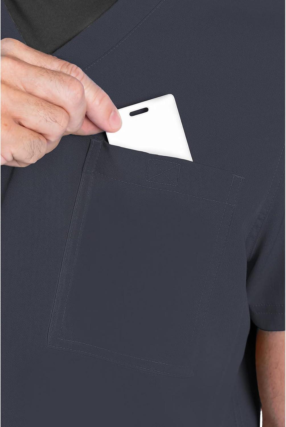 imageMed Couture Mens Scrub Top Cadence 2Way Stretch Technology with Ultra Soft Fabric amp One Chest Pocket MC7478Pewter