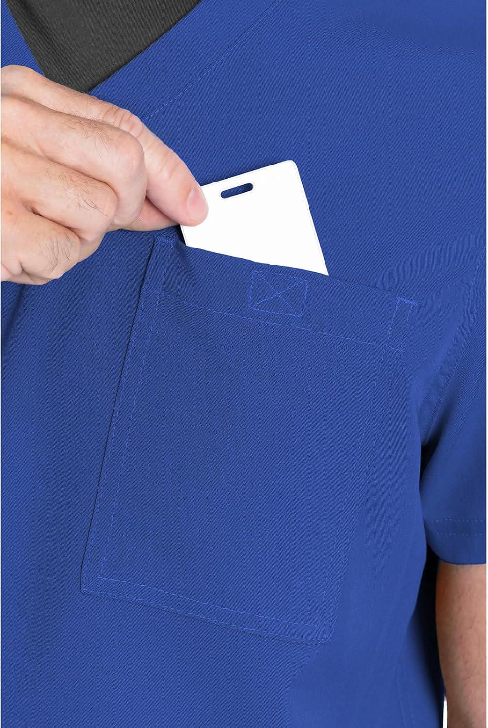 imageMed Couture Mens Scrub Top Cadence 2Way Stretch Technology with Ultra Soft Fabric amp One Chest Pocket MC7478Royal