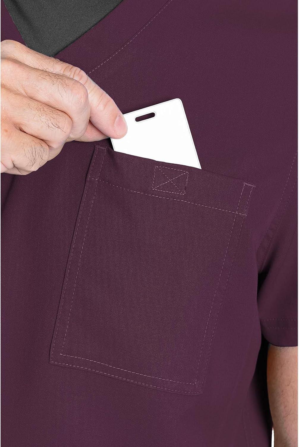 imageMed Couture Mens Scrub Top Cadence 2Way Stretch Technology with Ultra Soft Fabric amp One Chest Pocket MC7478Wine