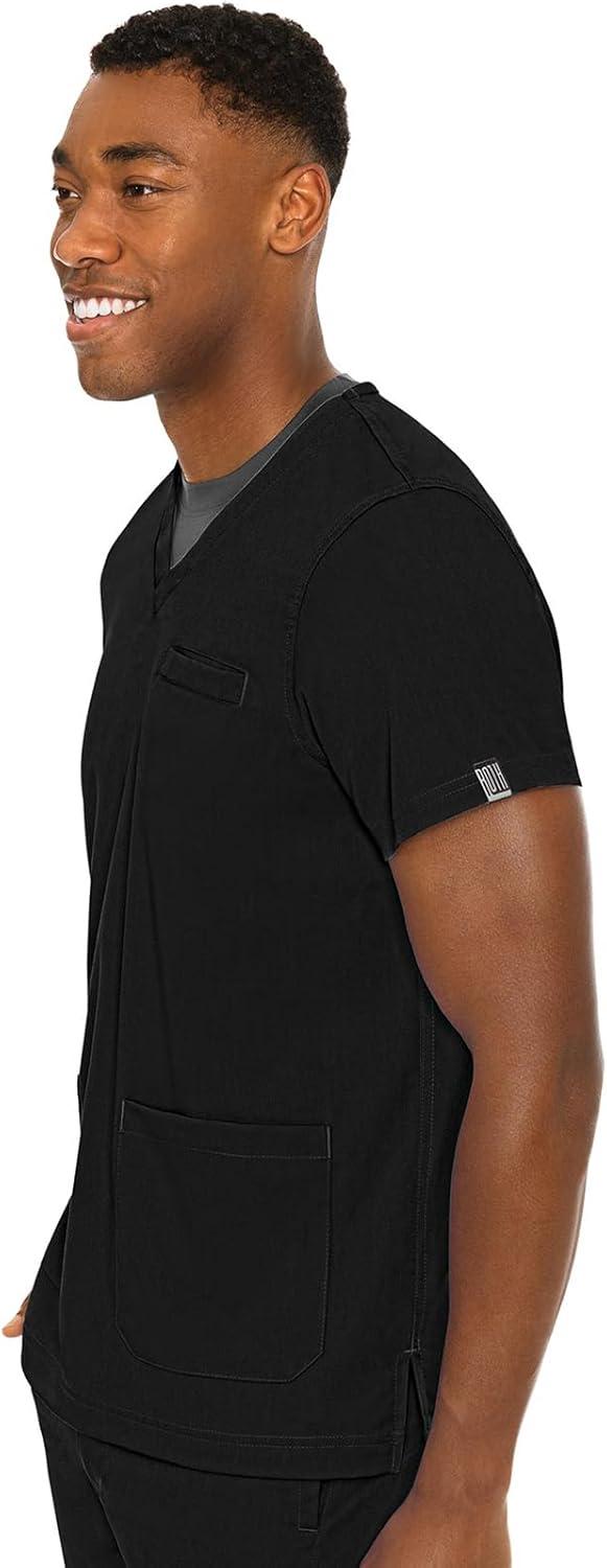 imageMed Couture Mens Scrub Top Wescott with 3 Pockets amp 2Way Stretch and Ultra Soft Fabric MC7477Black