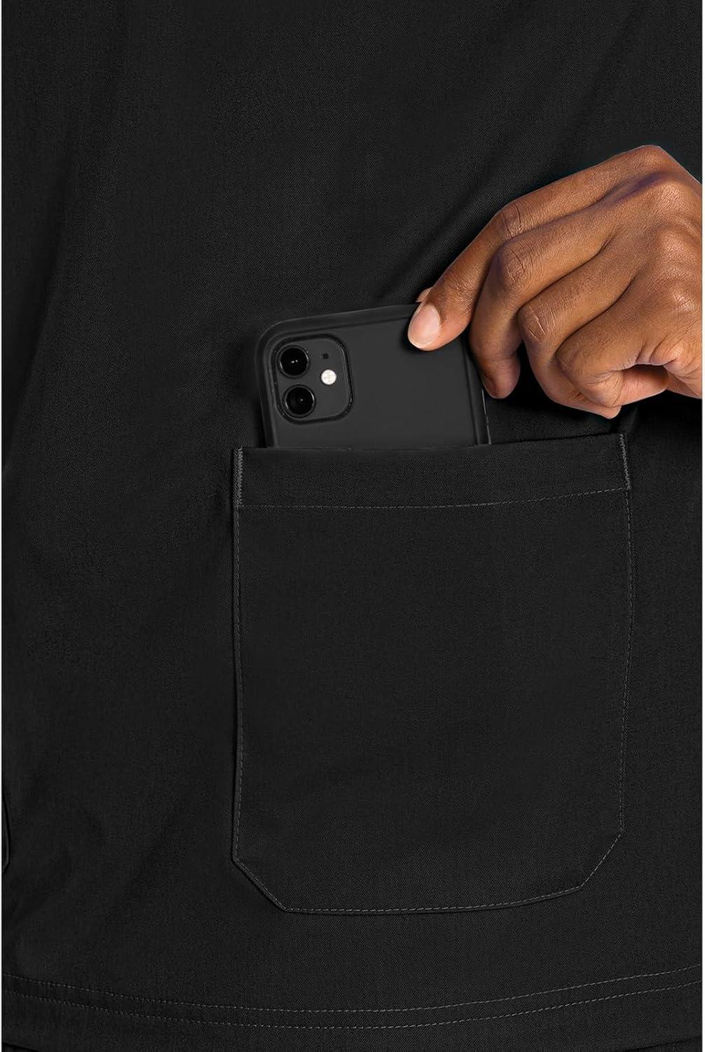 imageMed Couture Mens Scrub Top Wescott with 3 Pockets amp 2Way Stretch and Ultra Soft Fabric MC7477Black