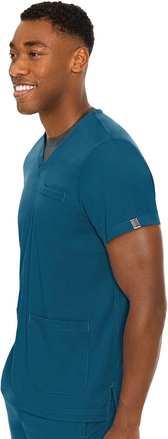 imageMed Couture Mens Scrub Top Wescott with 3 Pockets amp 2Way Stretch and Ultra Soft Fabric MC7477Caribbean