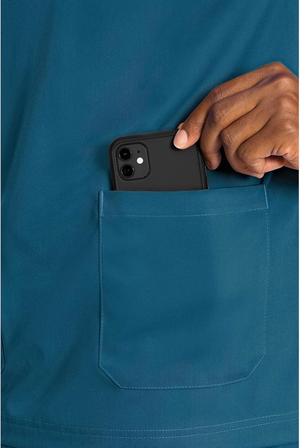 imageMed Couture Mens Scrub Top Wescott with 3 Pockets amp 2Way Stretch and Ultra Soft Fabric MC7477Caribbean