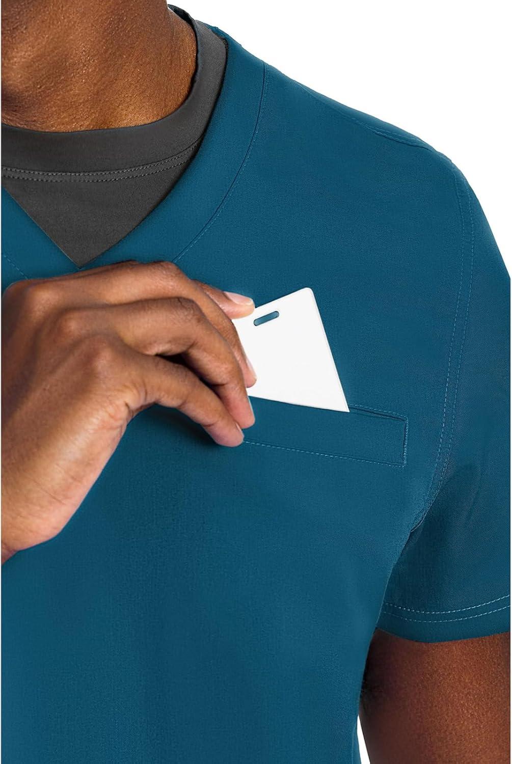 imageMed Couture Mens Scrub Top Wescott with 3 Pockets amp 2Way Stretch and Ultra Soft Fabric MC7477Caribbean