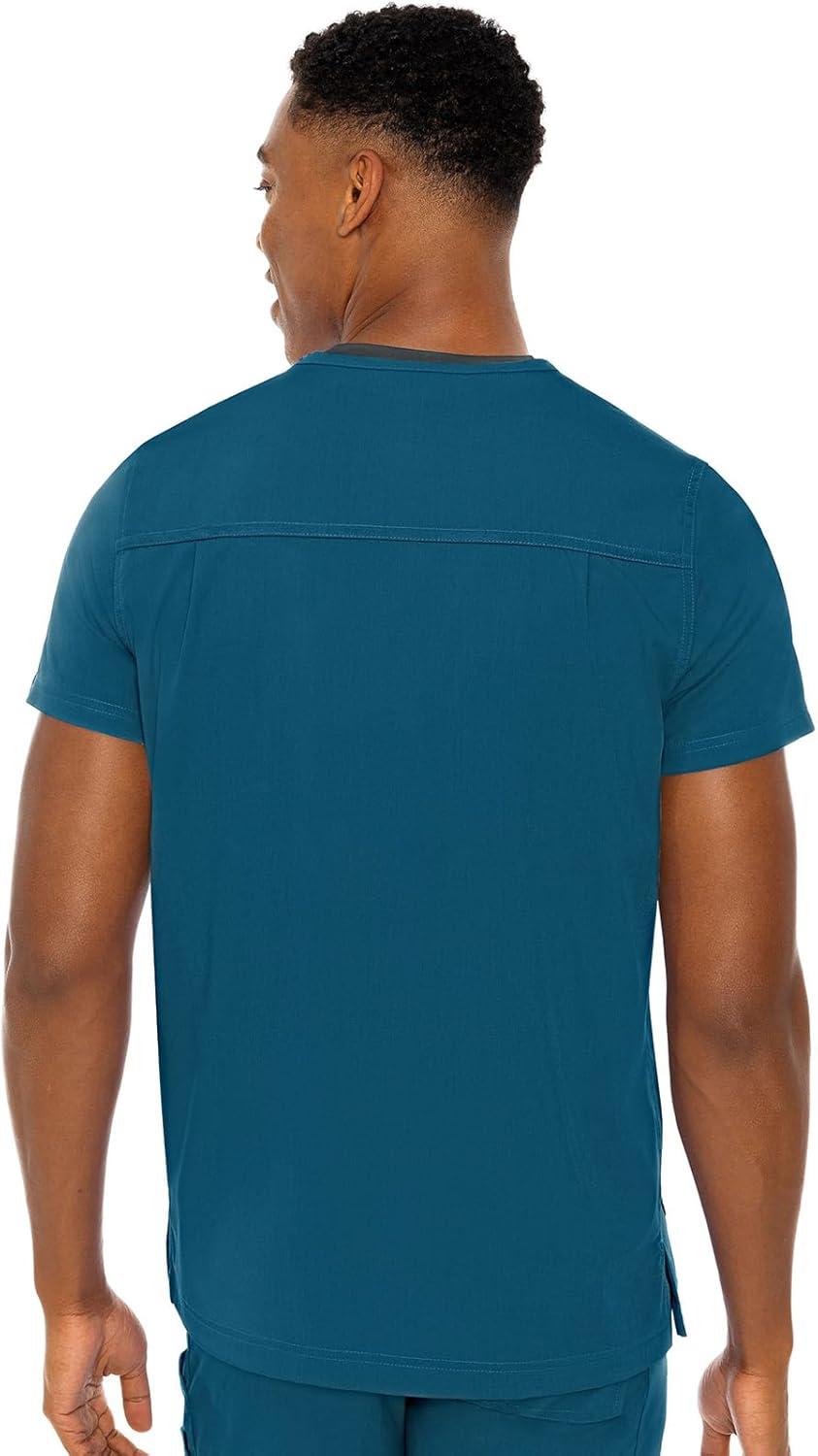 imageMed Couture Mens Scrub Top Wescott with 3 Pockets amp 2Way Stretch and Ultra Soft Fabric MC7477Caribbean