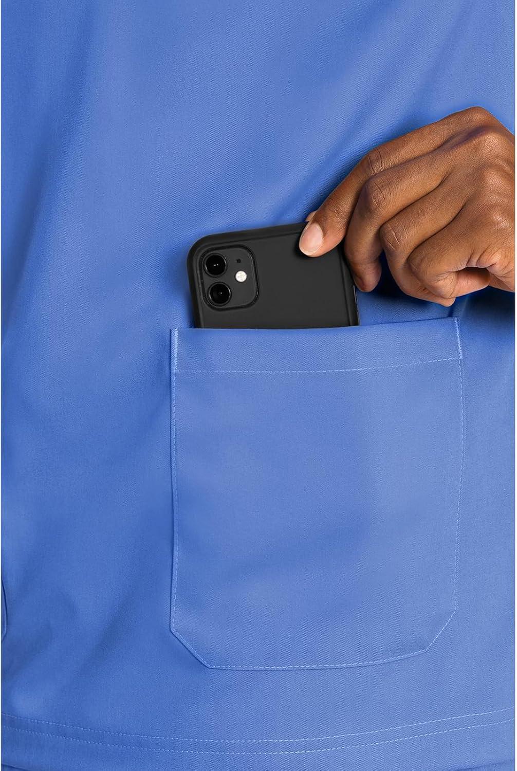 imageMed Couture Mens Scrub Top Wescott with 3 Pockets amp 2Way Stretch and Ultra Soft Fabric MC7477Ciel