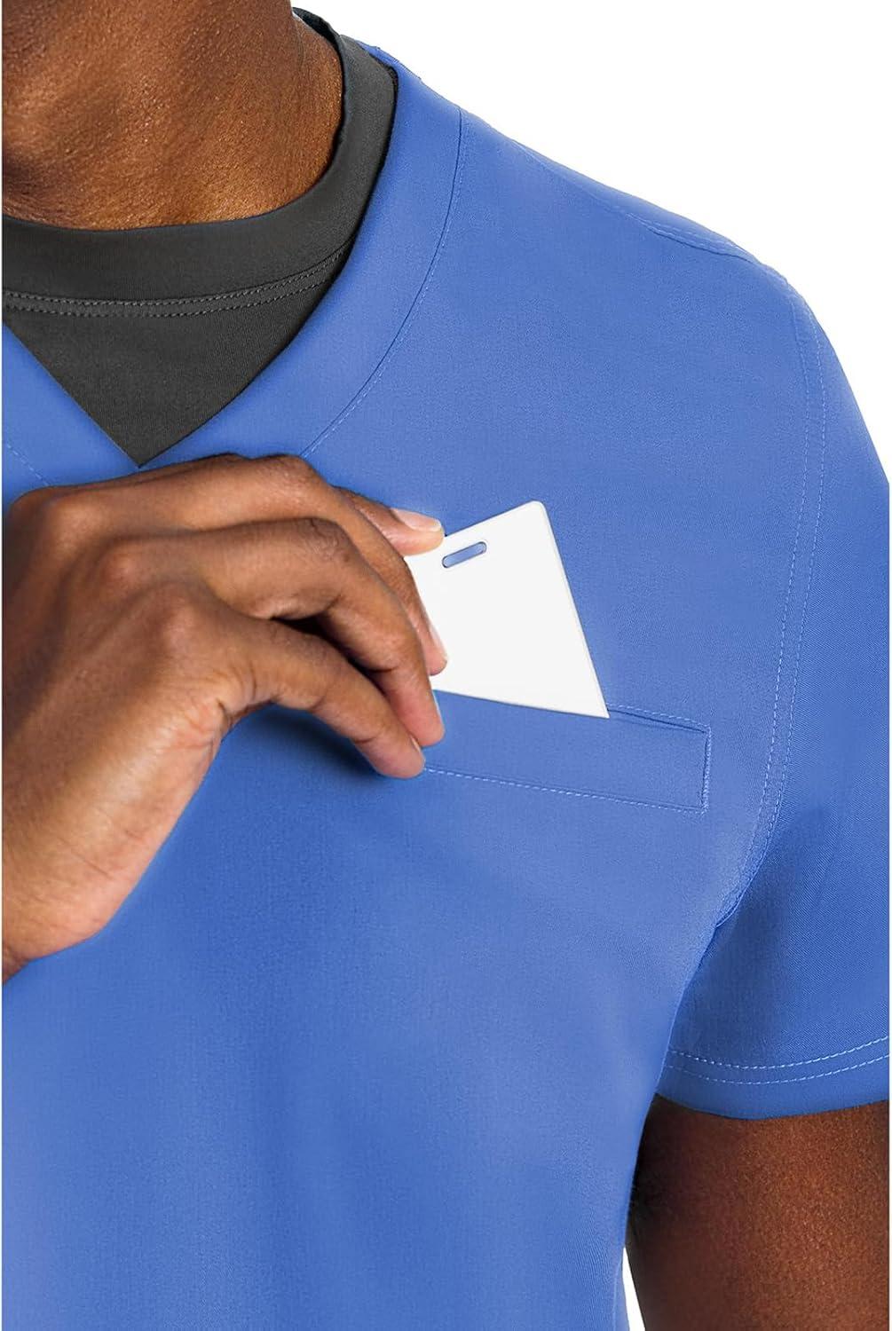 imageMed Couture Mens Scrub Top Wescott with 3 Pockets amp 2Way Stretch and Ultra Soft Fabric MC7477Ciel