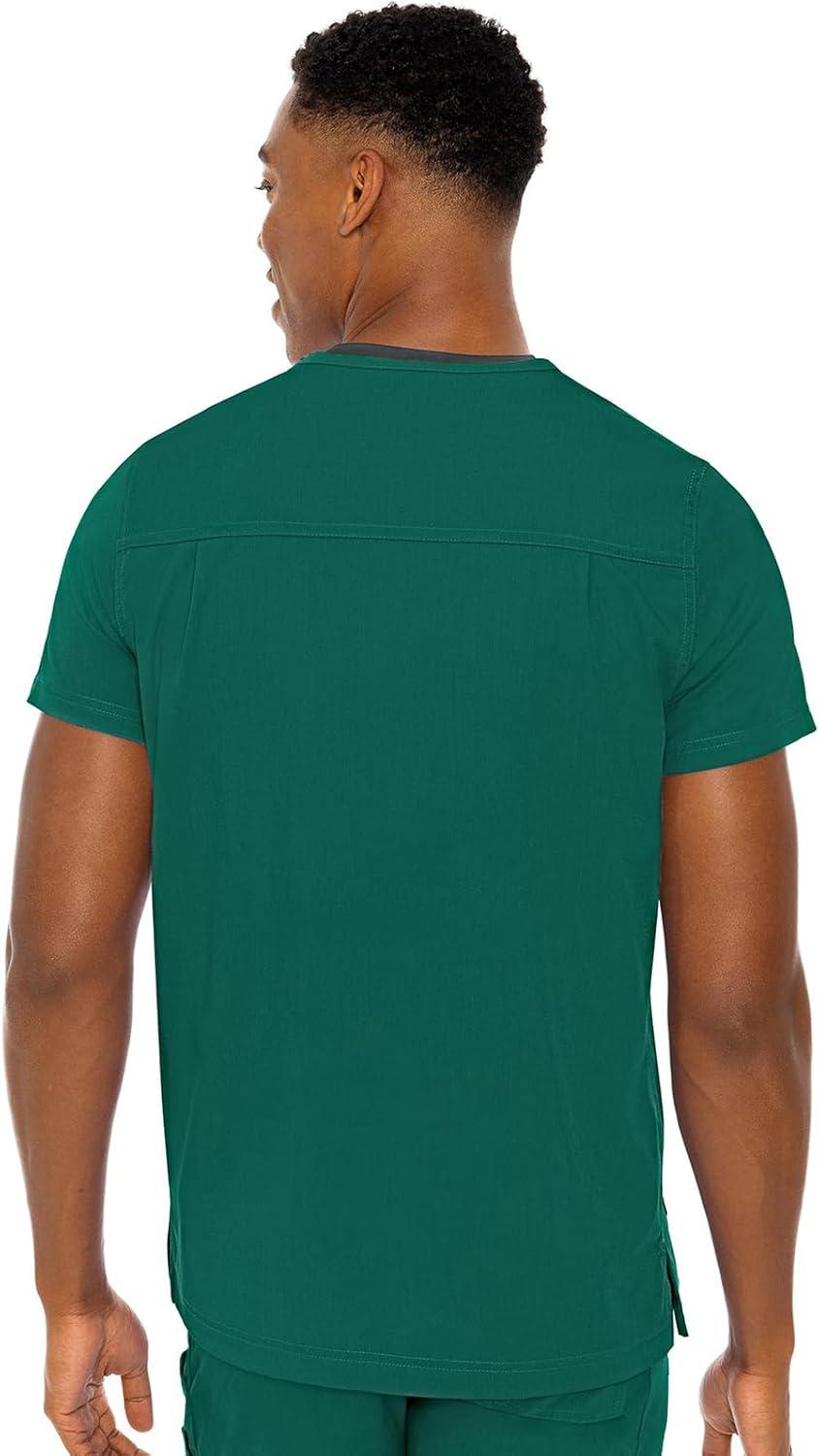 imageMed Couture Mens Scrub Top Wescott with 3 Pockets amp 2Way Stretch and Ultra Soft Fabric MC7477Hunter Green