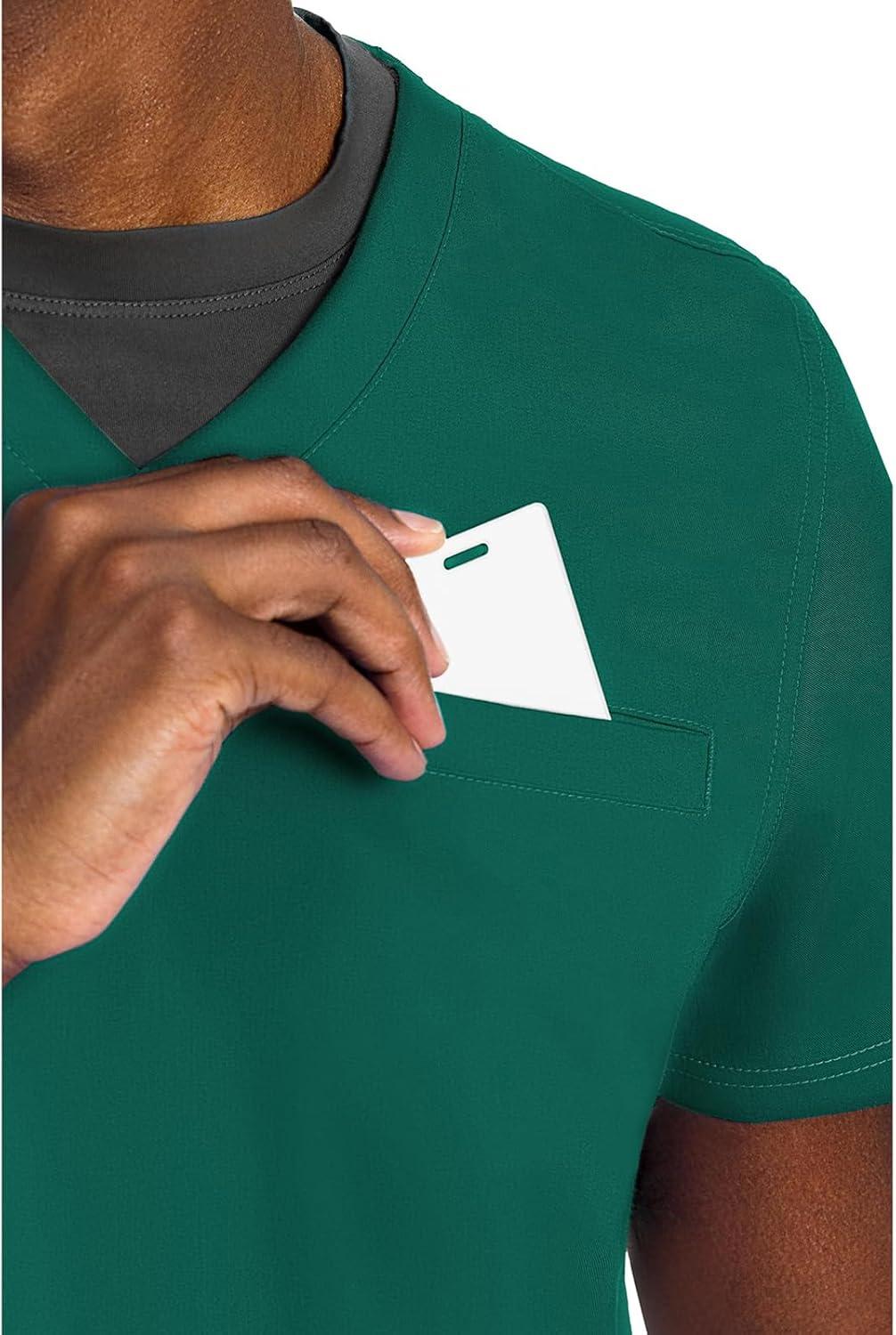 imageMed Couture Mens Scrub Top Wescott with 3 Pockets amp 2Way Stretch and Ultra Soft Fabric MC7477Hunter Green