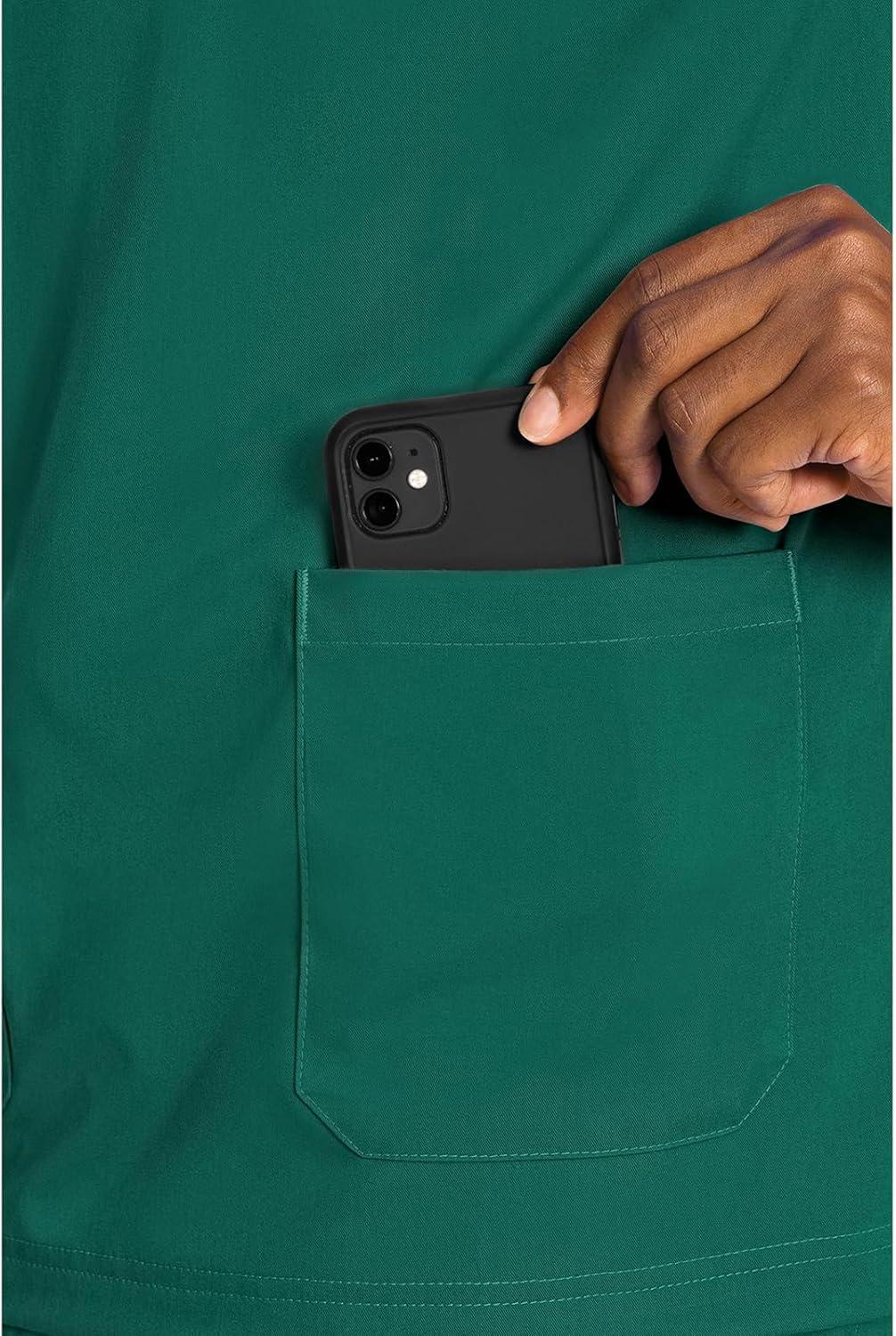 imageMed Couture Mens Scrub Top Wescott with 3 Pockets amp 2Way Stretch and Ultra Soft Fabric MC7477Hunter Green