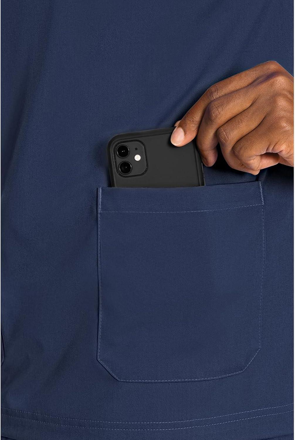 imageMed Couture Mens Scrub Top Wescott with 3 Pockets amp 2Way Stretch and Ultra Soft Fabric MC7477Navy