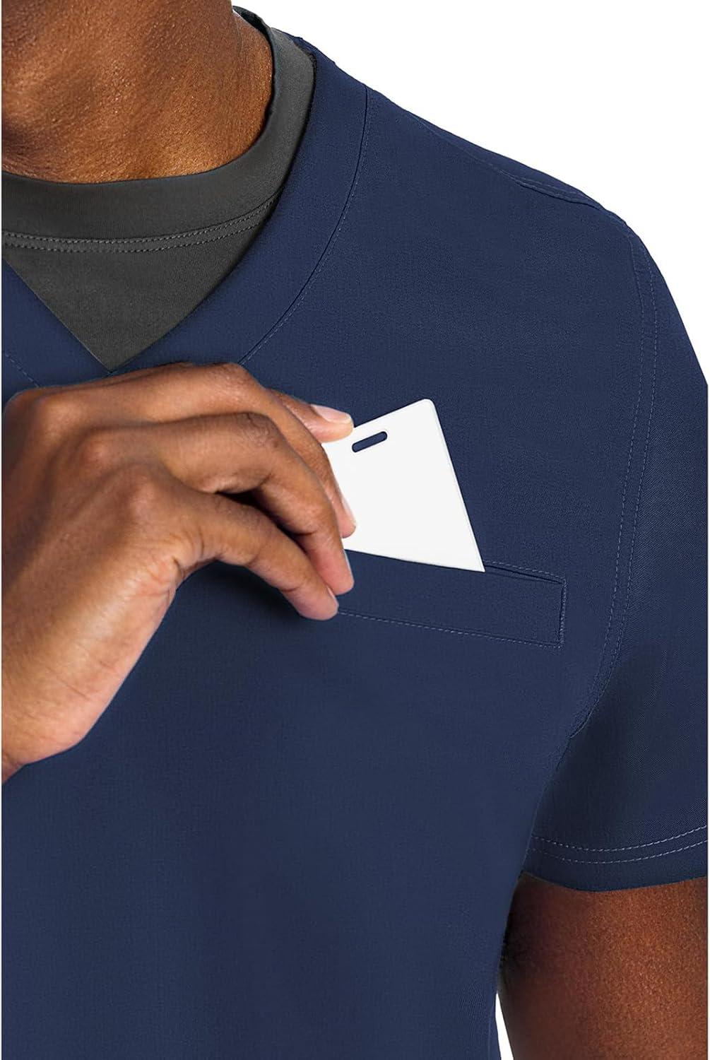 imageMed Couture Mens Scrub Top Wescott with 3 Pockets amp 2Way Stretch and Ultra Soft Fabric MC7477Navy
