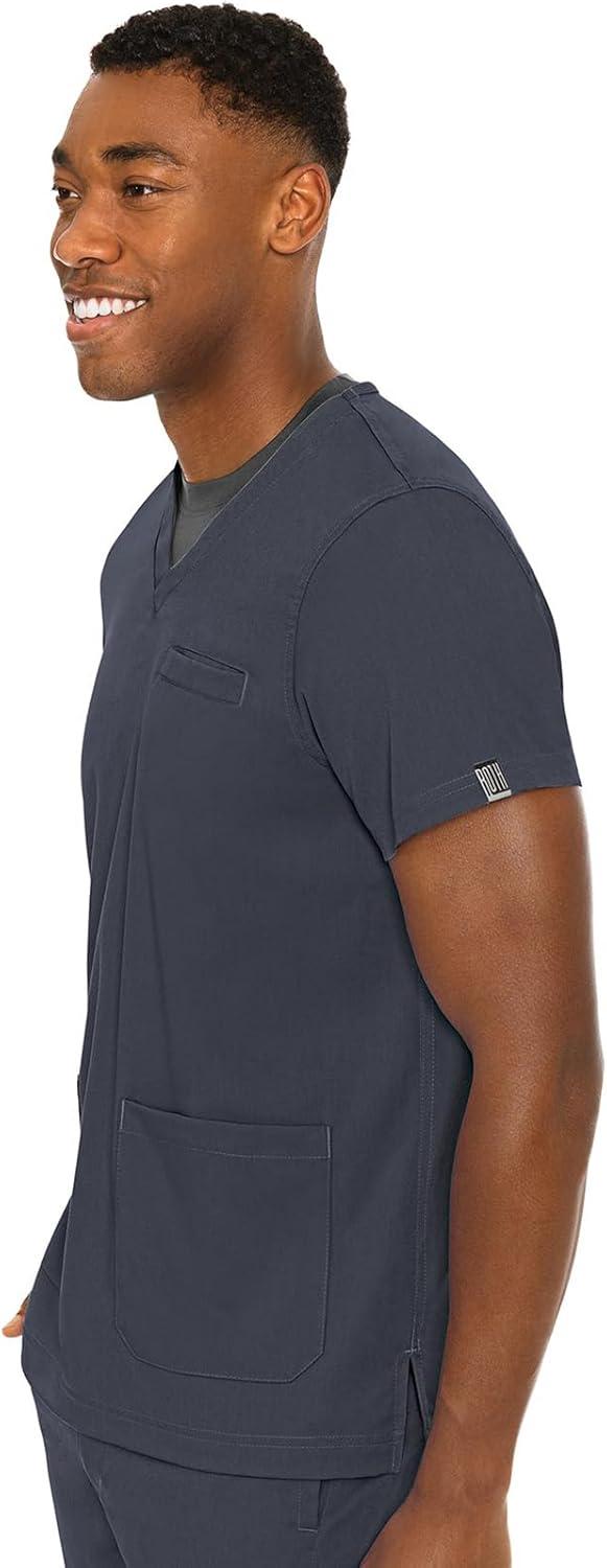 imageMed Couture Mens Scrub Top Wescott with 3 Pockets amp 2Way Stretch and Ultra Soft Fabric MC7477Pewter