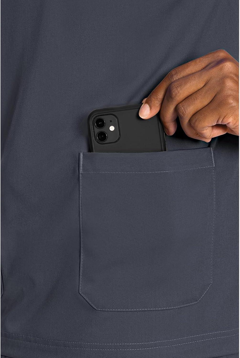 imageMed Couture Mens Scrub Top Wescott with 3 Pockets amp 2Way Stretch and Ultra Soft Fabric MC7477Pewter