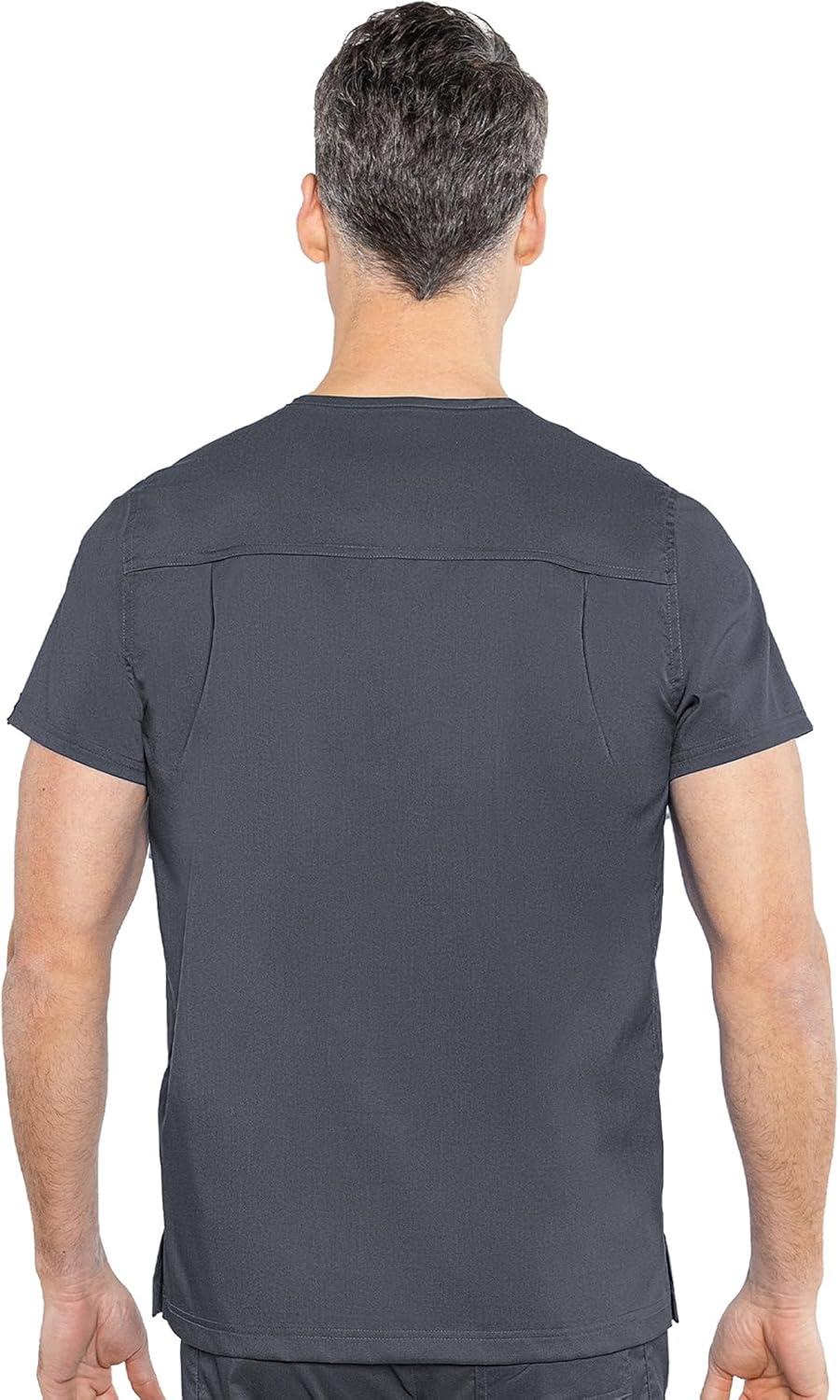 imageMed Couture Mens Scrub Top Wescott with 3 Pockets amp 2Way Stretch and Ultra Soft Fabric MC7477Pewter