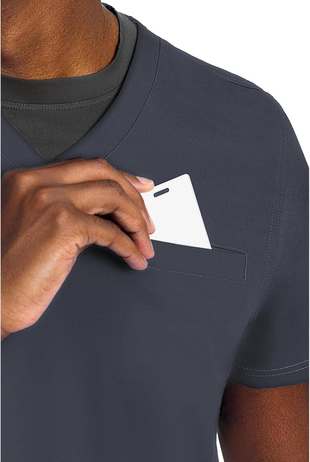 imageMed Couture Mens Scrub Top Wescott with 3 Pockets amp 2Way Stretch and Ultra Soft Fabric MC7477Pewter