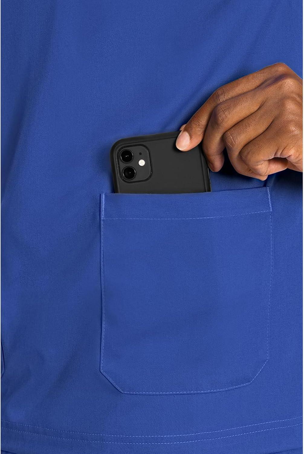 imageMed Couture Mens Scrub Top Wescott with 3 Pockets amp 2Way Stretch and Ultra Soft Fabric MC7477Royal