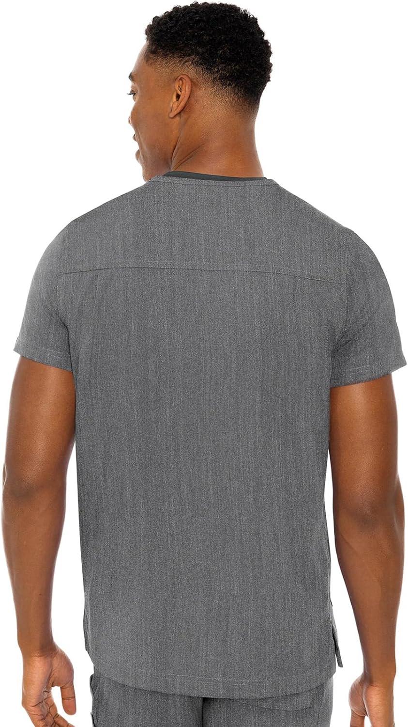 imageMed Couture Mens Scrub Top Wescott with 3 Pockets amp 2Way Stretch and Ultra Soft Fabric MC7477Slate