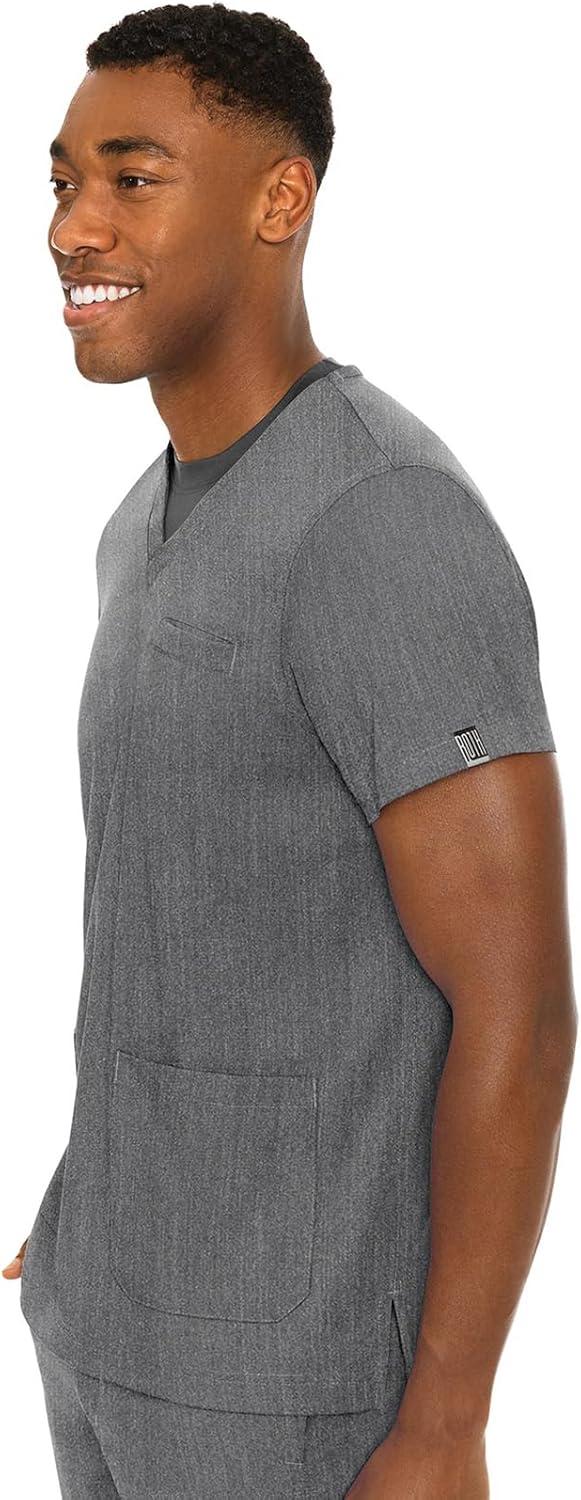 imageMed Couture Mens Scrub Top Wescott with 3 Pockets amp 2Way Stretch and Ultra Soft Fabric MC7477Slate