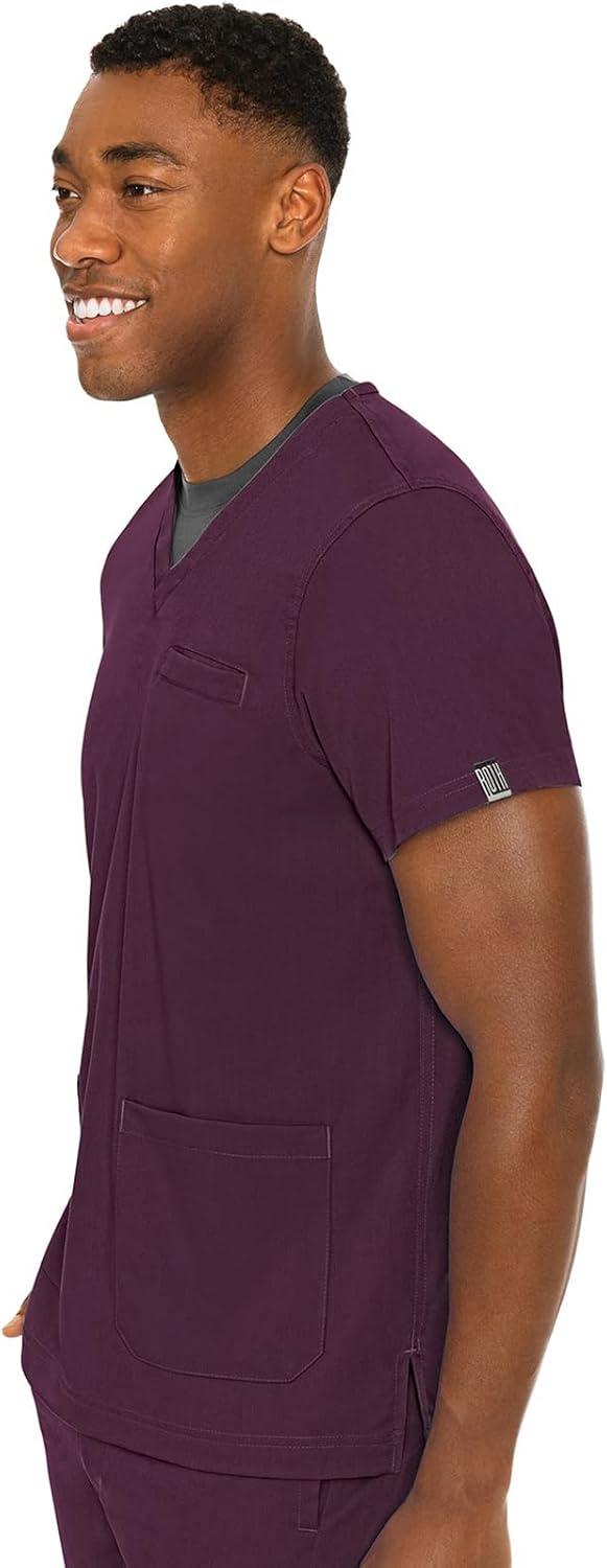 imageMed Couture Mens Scrub Top Wescott with 3 Pockets amp 2Way Stretch and Ultra Soft Fabric MC7477Wine