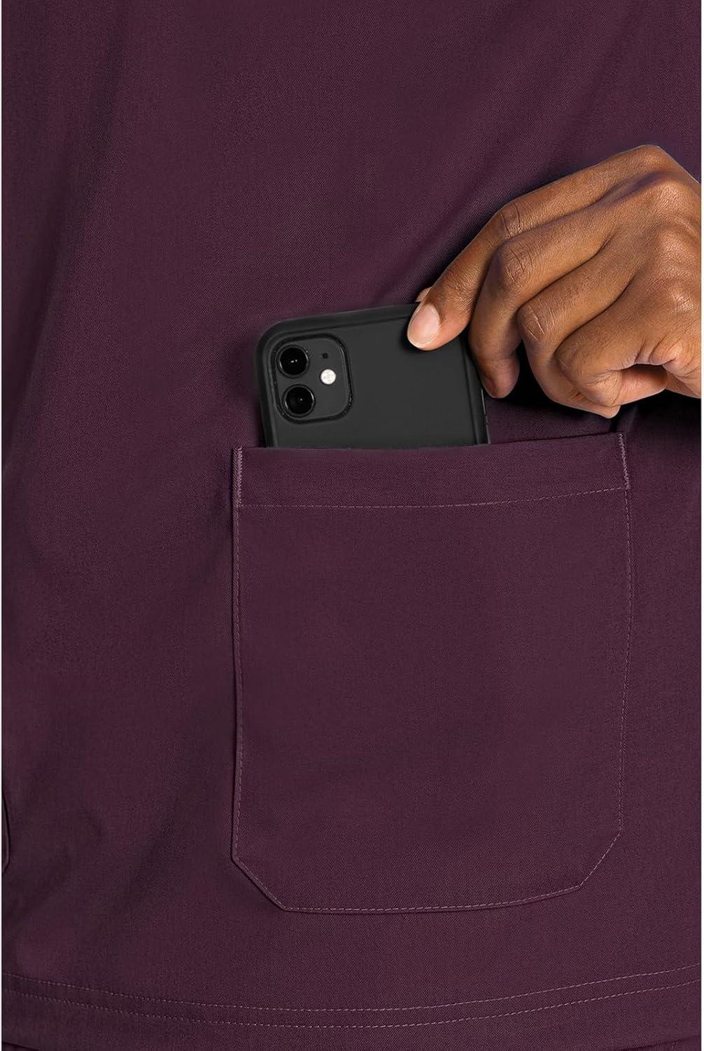 imageMed Couture Mens Scrub Top Wescott with 3 Pockets amp 2Way Stretch and Ultra Soft Fabric MC7477Wine