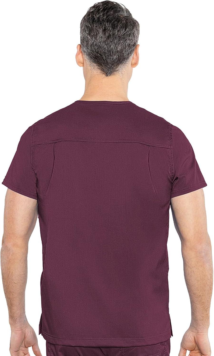 imageMed Couture Mens Scrub Top Wescott with 3 Pockets amp 2Way Stretch and Ultra Soft Fabric MC7477Wine