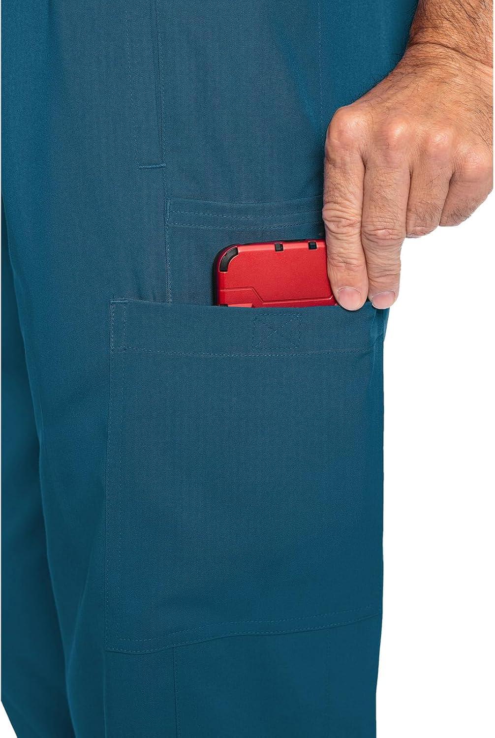 imageMed Couture Mens Straight Leg Scrub Pant with Zip Fly Front 6 Pockets and Elastic Waistband MC7779Caribbean