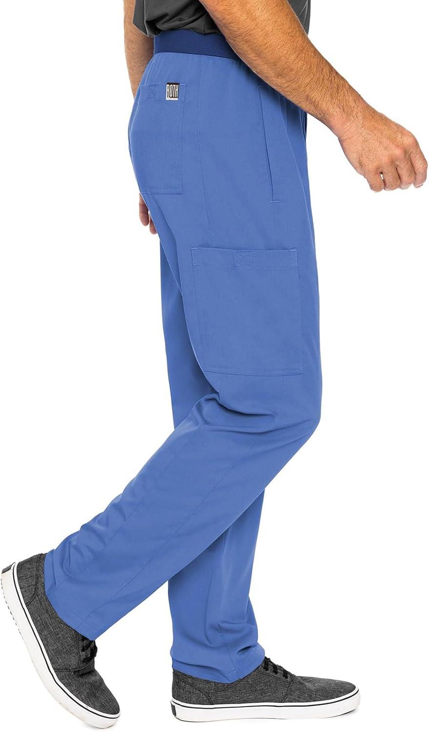 imageMed Couture Mens Straight Leg Scrub Pant with Zip Fly Front 6 Pockets and Elastic Waistband MC7779Ciel