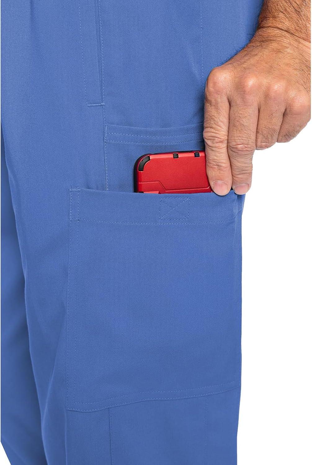 imageMed Couture Mens Straight Leg Scrub Pant with Zip Fly Front 6 Pockets and Elastic Waistband MC7779Ciel