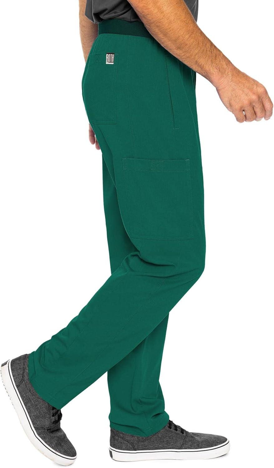 imageMed Couture Mens Straight Leg Scrub Pant with Zip Fly Front 6 Pockets and Elastic Waistband MC7779Hunter Green