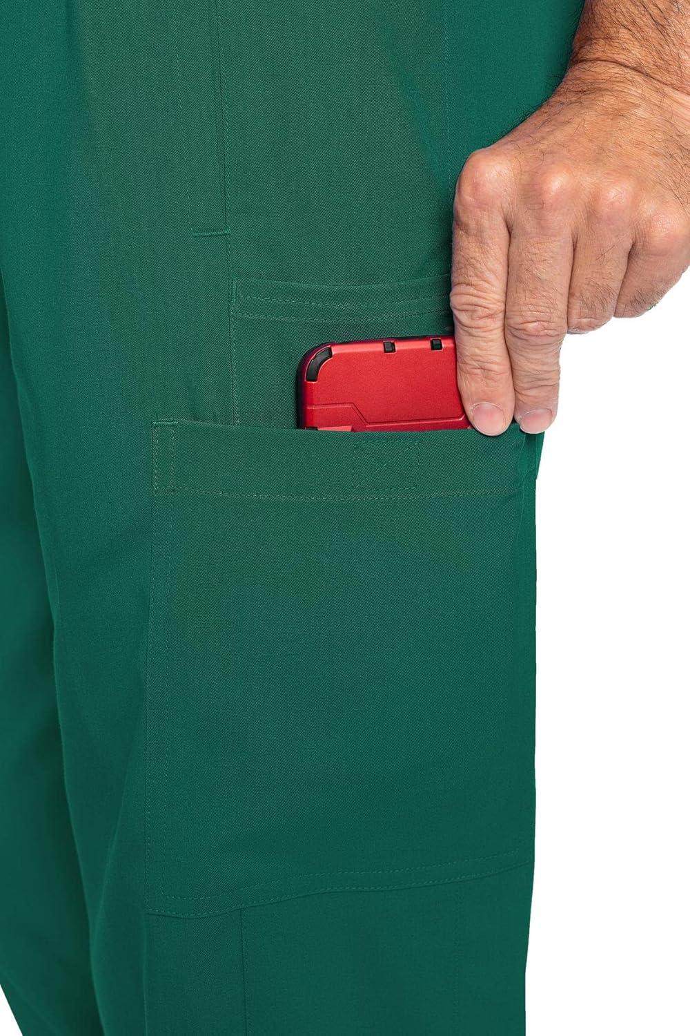 imageMed Couture Mens Straight Leg Scrub Pant with Zip Fly Front 6 Pockets and Elastic Waistband MC7779Hunter Green